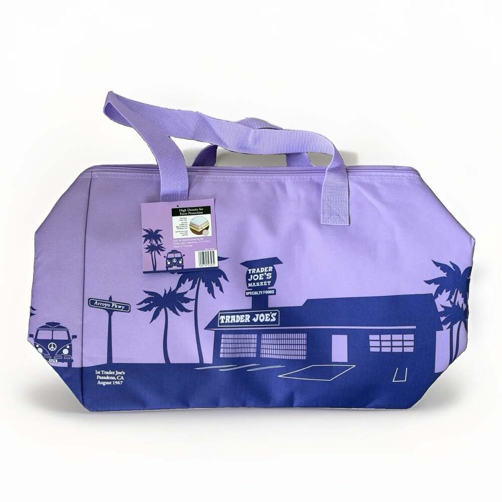 Trader Joe's limited edition lavender insulated tote full size New with tag